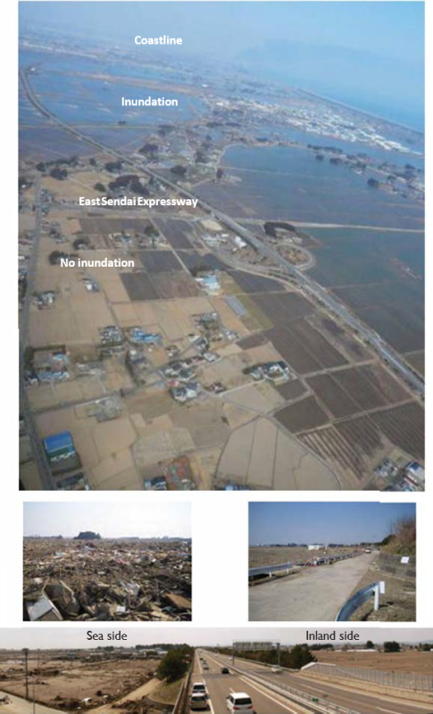 Figure 4.4.6.2.1 East Sendai Expressway acted as a Multi-functional road with a function of tsunami barriers