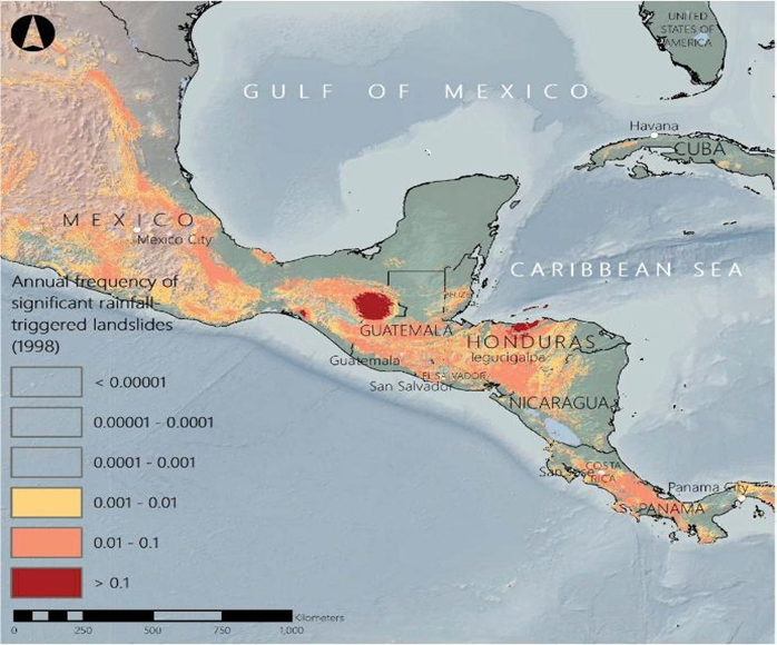 Figure 3.3.1.6 Un exemple de carte des risques de glissement de terrain