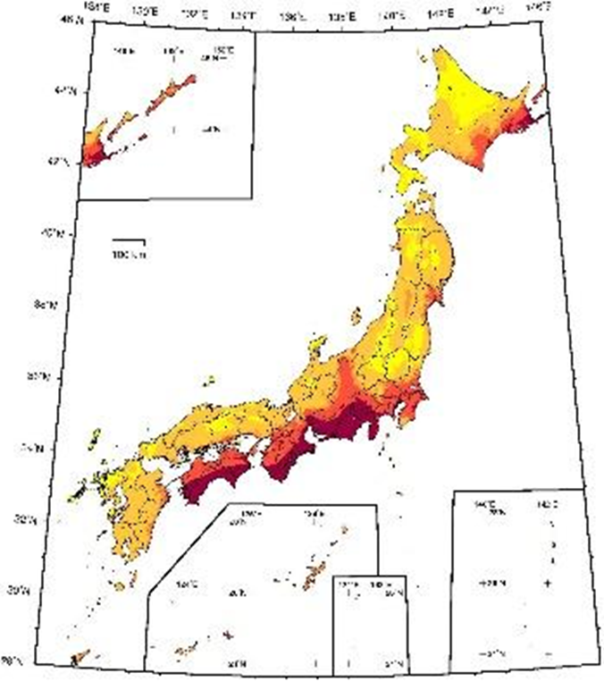 Figure 3.3.1.3. Un exemple de carte d'aléa sismique