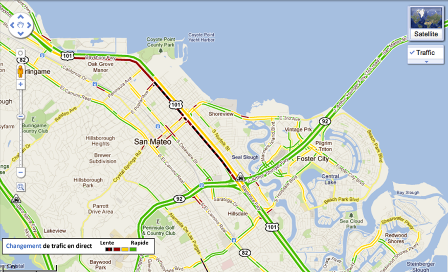 Figure 4.5.1.1 Couche de trafic en direct de Google Maps