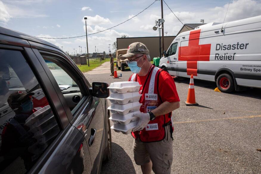 Figure 4.4.2.2 American Red Cross distributes food to evacuees following a disaster