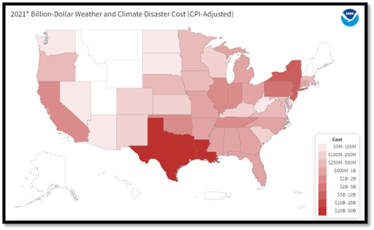 Figure 1.2.2.4.1 United States weather and disaster costs for 2021