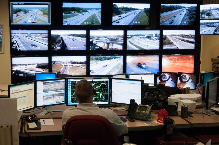 Figure 4.5 Kansas City Scout Traffic Management Center monitors regional traffic operations